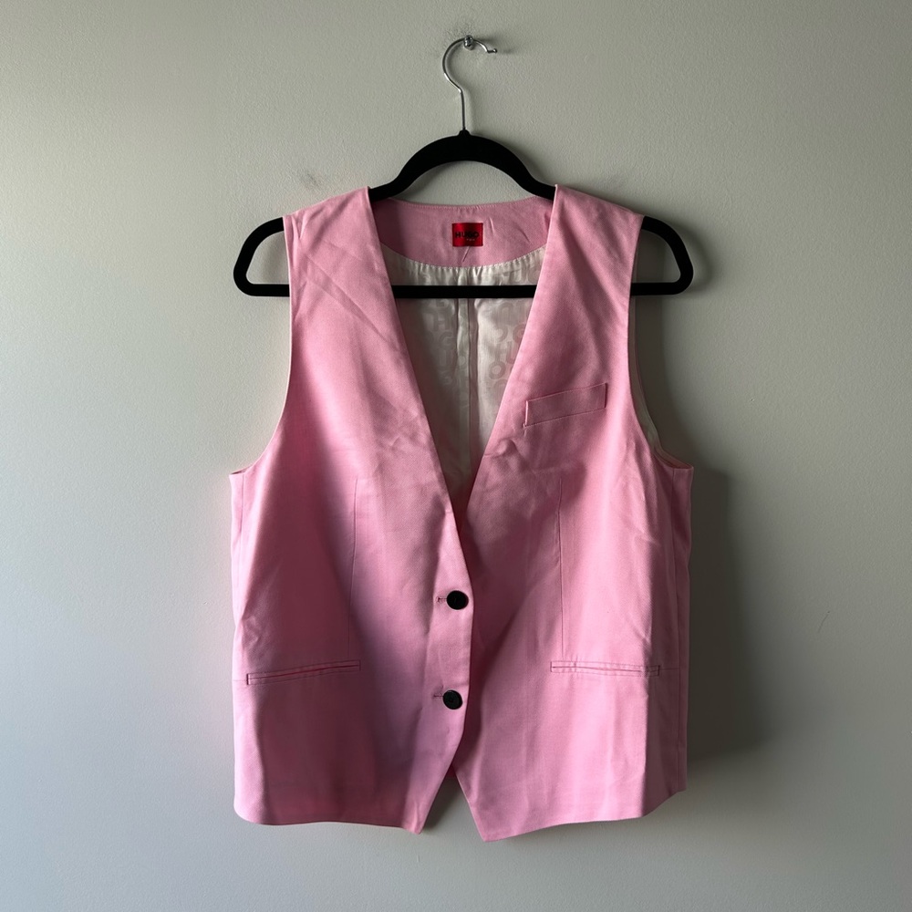 Hugo Boss pink button down vest top
